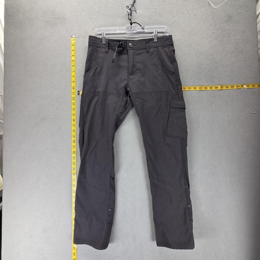 PrAna Pants Mens 30x28 Gray Stretch Zion Cargo Hiking Outdoor Travel Belted